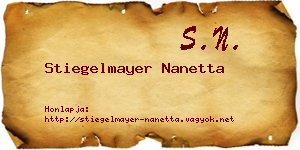 Stiegelmayer Nanetta névjegykártya